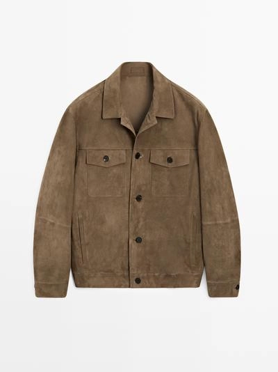 Куртка из кожи с эффектом потертостей и карманами- Заказать в России