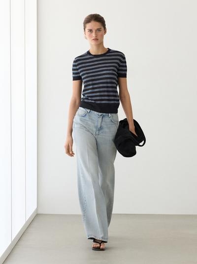 Massimo Dutti Свитер с коротким рукавом и полосатыми деталями купить с доставкой.