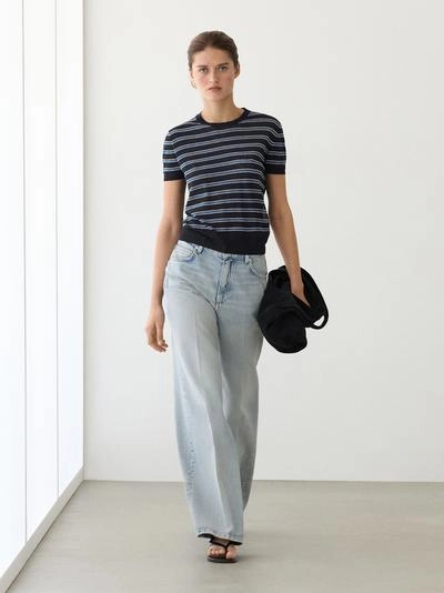 Massimo Dutti Свитер с коротким рукавом и полосатыми деталями