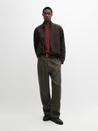 Massimo Dutti Льняные брюки с деталями из рыбьего кости