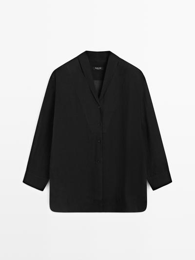 Massimo Dutti Рубашка из тонкой полупрозрачной ткани с деталями на груди купить с доставкой.