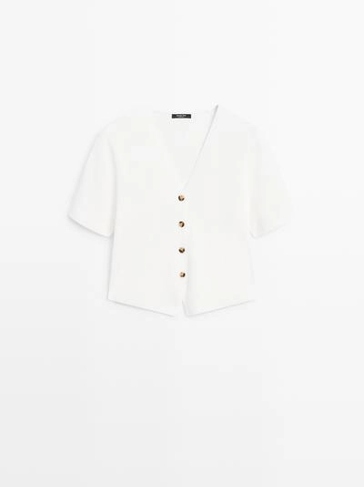 Massimo Dutti Кардиган с коротким рукавом и пуговицами