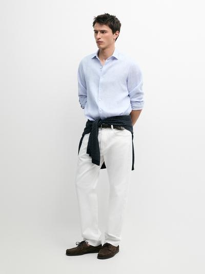 Massimo Dutti Рубашка в полоску свободного кроя из 100% льна купить с доставкой.