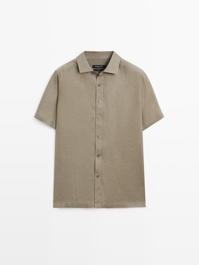 Massimo Dutti Рубашка из 100% льна с короткими рукавами купить с доставкой.