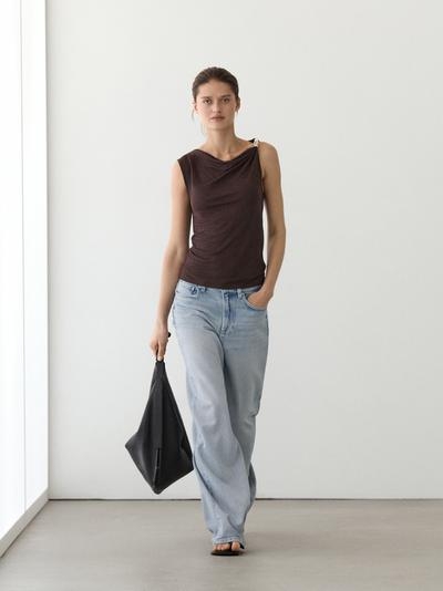 Massimo Dutti Топ с капюшоном и деталями из страз