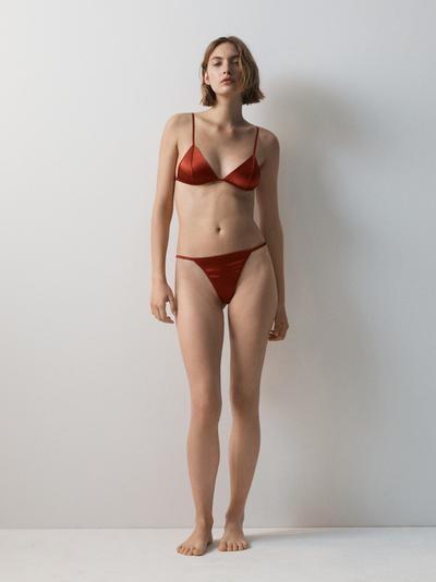 Massimo Dutti Шелковые трусы с кружевными деталями