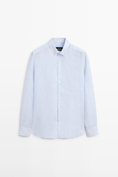Massimo Dutti Рубашка из 100% льна в полоску с регулярной посадкой купить с доставкой.