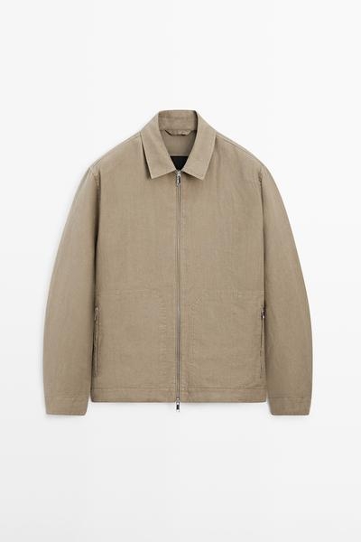 Massimo Dutti Пиджак из 100% льна с деталями воротника