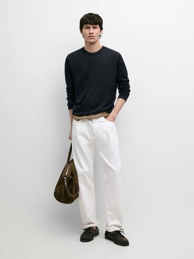 Джемпер с круглым вырезом из льняного трикотажа- Заказать в России