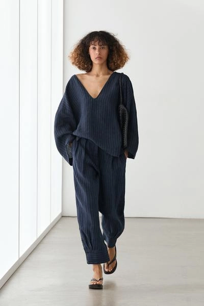 Полосатые льняные брюки sarouel