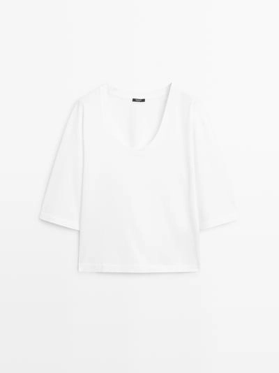 Футболка с округлым вырезом из 100% хлопка- Заказать в России