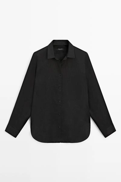 Рубашка из 100% льна с плиссировкой- Заказать в России