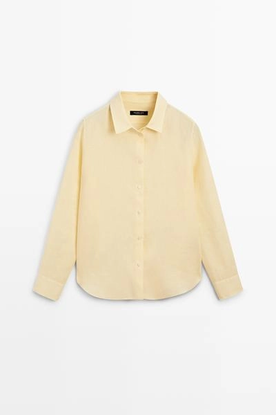 Рубашка из 100% льна с плавным фасоном- Заказать в России