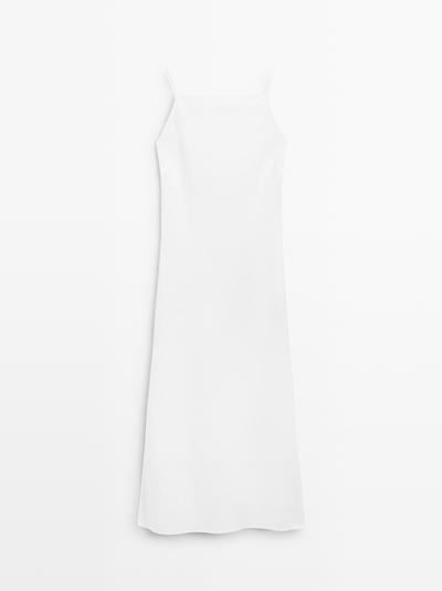 Massimo Dutti Платье-миди из льна с прямым вырезом