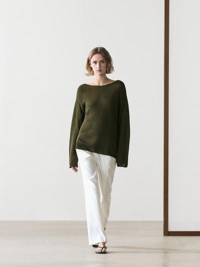 Massimo Dutti Свитер из хлопкового смесового материала с вырезами