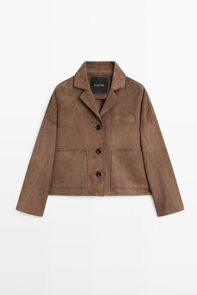 Massimo Dutti Потрясающий кожаный жакет с отделкой замшей