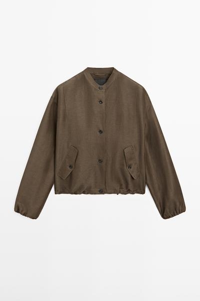Massimo Dutti Бомбер из льна и шелка
