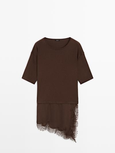 Massimo Dutti Свитер с контрастными кружевными деталями