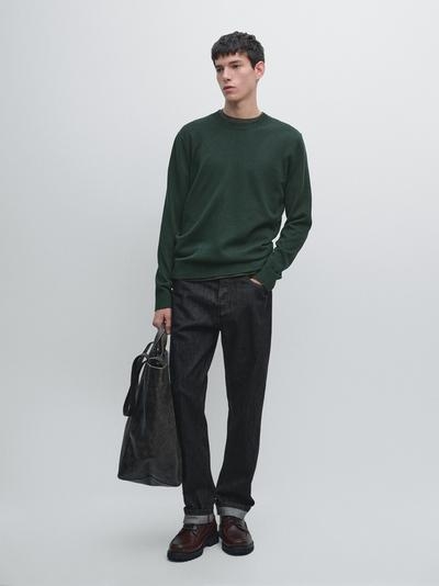 Massimo Dutti Свитер из хлопка и шерсти с круглым вырезом