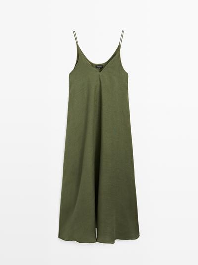 Massimo Dutti Платье миди с тонкими бретелями
