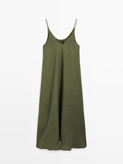 Платье миди с тонкими бретелями- Заказать в России