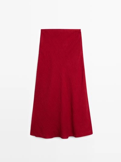 Юбка-миди с оборкой из 100% льна