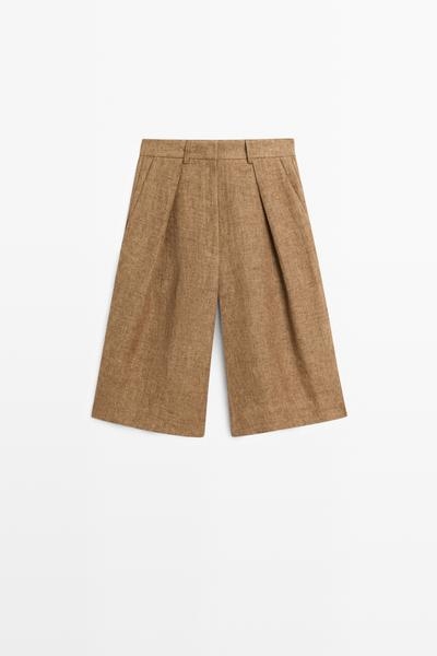 Massimo Dutti Шорты-бермуды из меланжевого льна для костюма