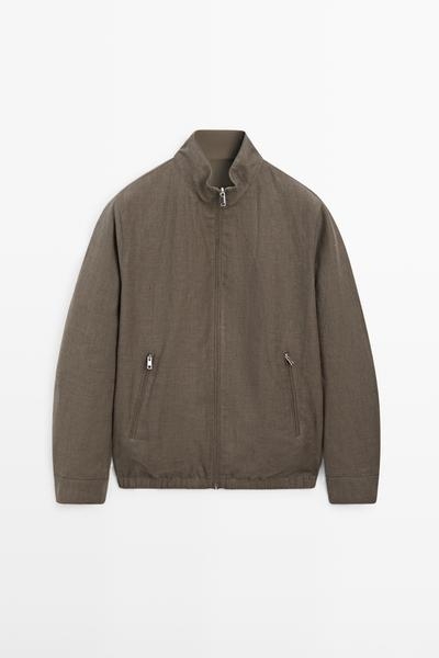 Massimo Dutti Короткий реверсивный пиджак из льняной смеси
