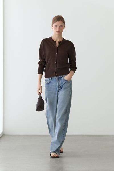 Massimo Dutti Кардиган из льна с пуговицами