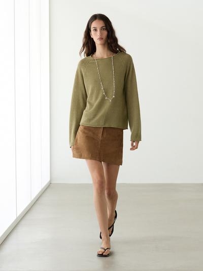 Massimo Dutti Пуловер из льна с круглым вырезом