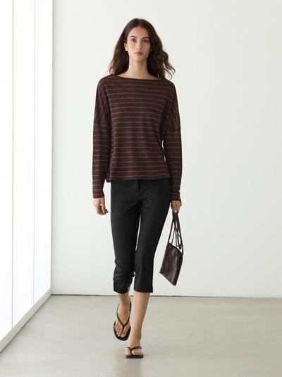 Massimo Dutti Футболка из полотна из льна в полоску
