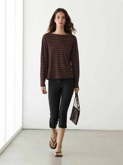 Футболка из полотна из льна в полоску- Заказать в России