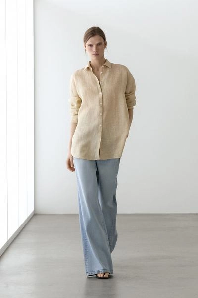 Рубашка в полоску из 100% льна