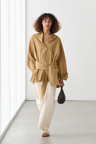 Massimo Dutti Рубашка в полоску с поясом