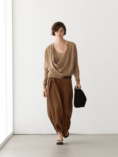 Massimo Dutti Вязанный свитер из хлопкового смесового волокна с воротником хомутом