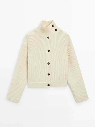 Кардиган с высоким воротником из хлопка- Заказать в России