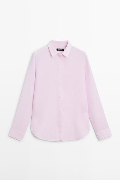 Massimo Dutti Рубашка из 100% льна в полоску купить с доставкой.
