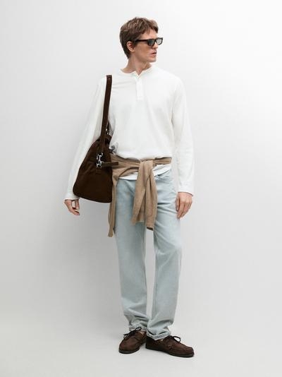 Massimo Dutti Футболка с длинным рукавом и воротником HENLEY
