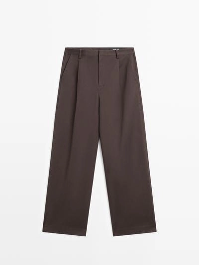 Брюки из хлопка с защипами- Заказать в России