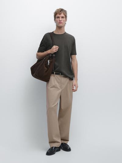 Massimo Dutti Футболка из хлопкового микса с коротким рукавом