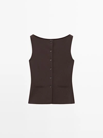 Жилет из трикотажа с карманными деталями- Заказать в России