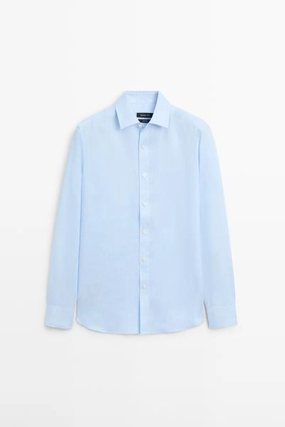 Рубашка из 100% льна с узким кроем- Заказать в России