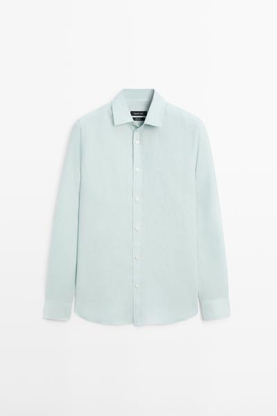 Massimo Dutti Рубашка из 100% льна в зауженном фасоне