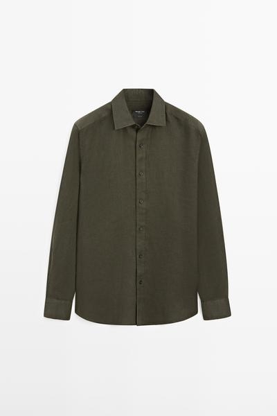Massimo Dutti Рубашка из 100% льна в зауженном крое