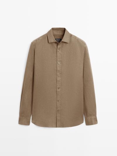 Massimo Dutti Рубашка из 100% льна в плотной посадке