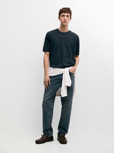 Massimo Dutti Легкая вязаная футболка из 100% льна