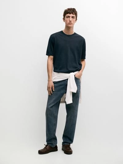 Легкая вязаная футболка из 100% льна