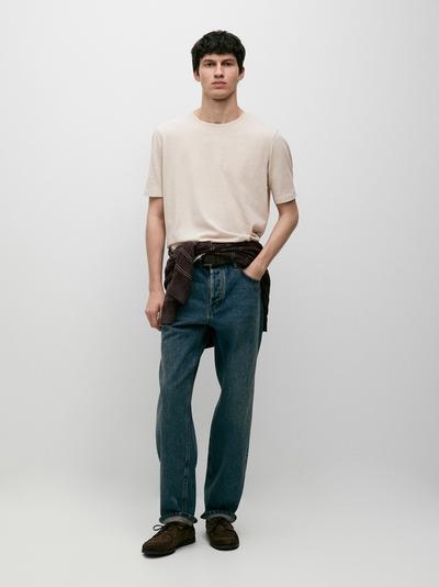 Massimo Dutti Футболка с короткими рукавами из льняной смеси