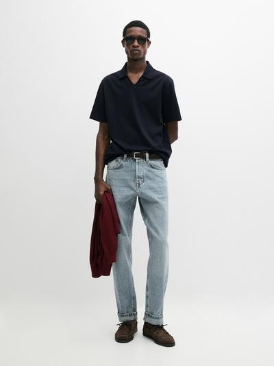 Massimo Dutti Поло с V-образным вырезом из хлопка
