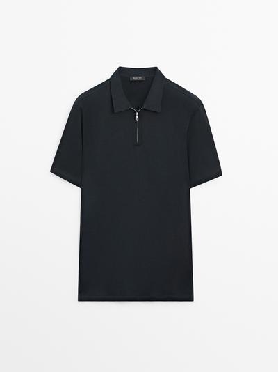 Massimo Dutti Поло с коротким рукавом и деталями на молнии